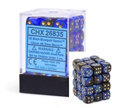 36 d6 Dice Set Chessex Gemini BLACK BLUE Gold 26835 NERO BLU Oro Dadi Dado