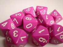 10 d10 Dice Set Chessex OPAQUE LIGHT PURPLE gold 25227 Dadi VIOLA CHIARO oro