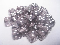 36 d6 Dice Set Chessex TRANSLUCENT SMOKE white 23808 Dadi Trasparente Fumo