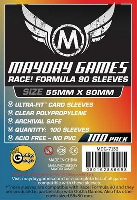 100 Card Sleeves Mayday FORMULA Dè 55x80 Bustine Protettive Giochi da Tavolo Buste