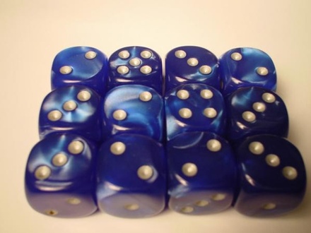 12 d6 Die Set Chessex VELVET BLUE silver Dice BLU argento Dadi Dado 27676