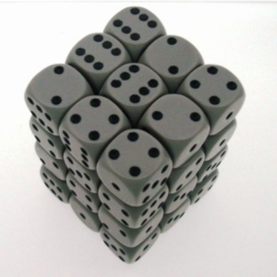 36 d6 Die Set Chessex OPAQUE GREY black Dice OPACO GRIGIO nero Dadi Dado 25810