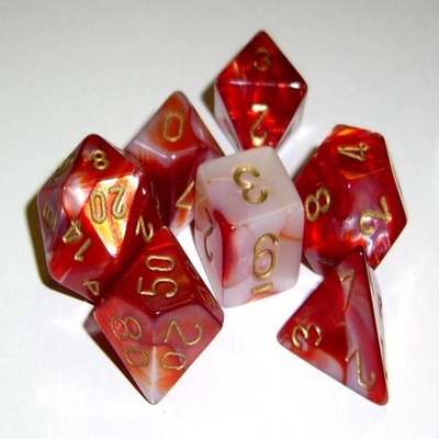 7 Die Set Chessex GEMINI RED WHITE Dice ROSSO BIANCO Dadi Dado 26443