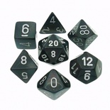 7 Die Set Chessex BOREALIS SMOKE silver Dice FUMO argento Dadi Dado 27428