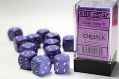 12 d6 Dice Set Chessex SPECKLED SILVER TETRA 25747 Purple Dadi Dado Die