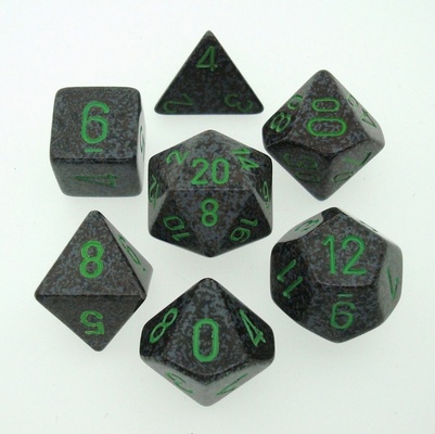 7 Die Set Chessex SPECKLED EARTH green 25310 MACULATO TERRA verde Dadi Dado Dice