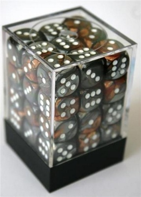 36 d6 Dice Set Chessex COPPER STEEL White 26824  RAME ACCIAIO Bianco Dadi Dado