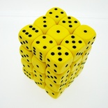 36 d6 Dice Chessex OPAQUE YELLOW nero OPACO GIALLO nero Dadi 25802