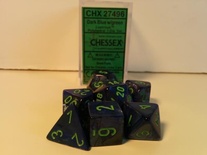 7 Die Set Chessex LUSTROUS BLUE green Dice BLU verde Dadi Dado 27496