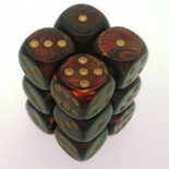 12 d6 Dice Set Chessex SCARAB BLUE BLOOD gold 27619 Dadi BLU SANGUE oro