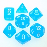 7 Die Set Chessex FROSTED C.BLUE white Dice BLU CARAIBICO bianco Dadi Dado 27416