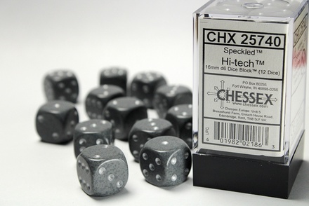 12 d6 Dice Chessex SPECKLED HI-TECH  Grey Dadi 25740