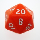 d20 Dice Chessex 16mm Opaque Orange white PQ2003 Dado Opaco Arancione bianco