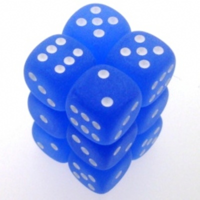 12 d6 Dice Set Chessex FROSTED BLUE white 27606 GELO BLU bianco Dadi Dado