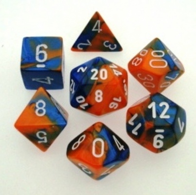 7 Die Set Chessex GEMINI BLUE ORANGE Dice BLU ARANCIO Dadi Dado 26452