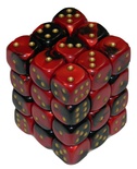 36 d6 Dice Set Chessex Gemini BLACK RED Gold 26833 NERO ROSSO Oro Dadi Dado