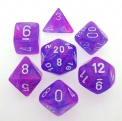 7 Die Set Chessex WILD PURPLE white Dice VIOLA bianco Dadi Dado 27417