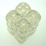 12 d6 Dice Set Chessex TRANSLUCENT CLEAR white 23601 TRASPARENTI TRASPARENTE bianco Dadi Dado