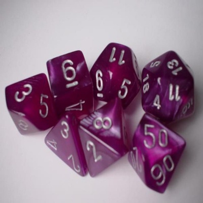 7 Die Set Chessex VELVET PURPLE silver Dice VIOLA argento Dadi Dado 27477