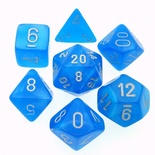 7 Die Set Chessex VELVET BRIGHT BLUE silver Dice BLU BRILLANTE argento Dadi Dado 27479