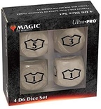 Ultra Pro SET 4 DADI D6 22 mm MANA WHITE Bianco Magic the  Gathering