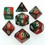 7 Die Set Chessex GEMINI GREEN RED Dice VERDE ROSSO Dadi Dado 26431