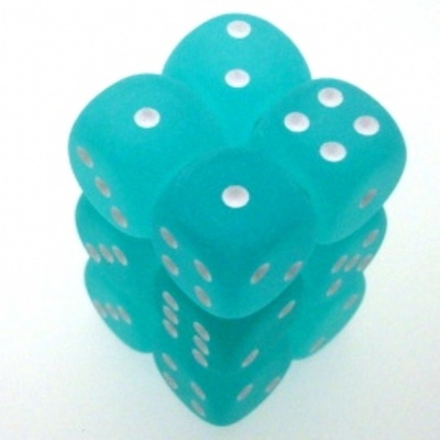 12 d6 Dice Set Chessex FROSTED TEAL white 27605 CIANO bianco Dadi Dado