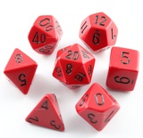 7 Dice Set Chessex OPAQUE RED black Dice OPACO ROSSO nero Dadi Dado 25414