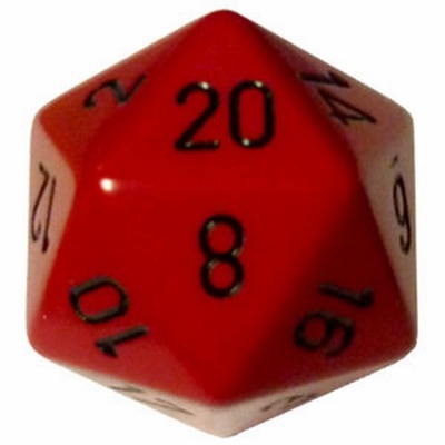 d20 Dice Chessex 16mm Opaque Red black PQ2014 Dado Opaco Rosso nero