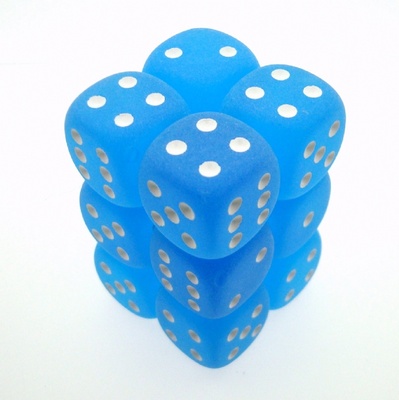 12 d6 Dice Set Chessex FROSTED CARIBBEAN BLUE white 27616 BLU CARAIBICO bianco Dadi Dado