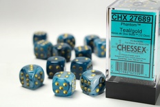 12 d6 Dice Set Chessex PHANTOM TEA GOLD 27689  Dadi Dado