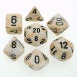 7 Die Set Chessex MARBLE IVORY black Dice AVORIO nero Dadi Dado 27402