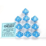 10 d10 Dice Set Chessex LIGHT BLUE white 26216 Dadi OPACO BLU CHIARO bianco