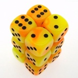 12 d6 Dice Set Chessex GEMINI ORANGE YELLOW black 26642 ARANCIO GIALLO nero Dadi Dado Dice