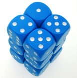 12 d6 Dice Set Chessex OPAQUE LIGHT BLUE white 25616 Dadi OPACO BLU CHIARO bianco