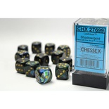 12 d6 Dice Set Chessex Lustrous SHADOW Gold 27699  OMBRA Oro Dadi Dado