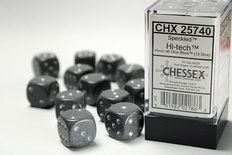 12 d6 Dice Set Chessex SPECKLED HI-TECH 25740 Grey Dadi Dado Die