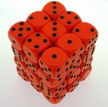 36 d6 Die Set Chessex OPAQUE ORANGE black Dice OPACO ARANCIO nero Dadi Dado 25803