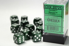 12 d6 Dice Set Chessex SPECKLED RECON 25725 Green Black Dadi Dado Die