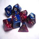 7 Die Set Chessex GEMINI MAGENTA gold Dice MAGENTA oro Dadi Dado 26447