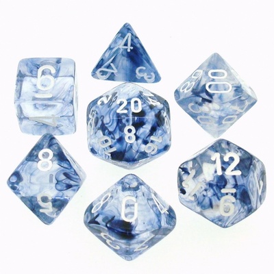 7 Die Set Chessex NEBULA BLACK white Dice NERO bianco Dadi Dado 27408