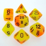 7 Die Set Chessex GEMINI ORANGE YELLOW Dice ARANCIO GIALLO Dadi Dado 26442