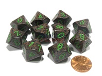 10 d10 Dice Set Chessex SPECKLED EARTH Green 25110 MACULATO TERRA Verde Dadi Dado