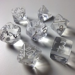 7 Dice Chessex TRANSLUCENT Clear White Trasparente Bianco 23071