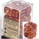 12 d6 Dice Set Chessex LEAF COPPER steel Die RAME argento Dadi Dado 27613