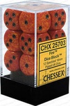 12 d6 Dice Set Chessex SPECKLED FIRE black 25703 Dadi