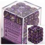 36 d6 Dice Set Chessex Gemini BLACK PURPLE Gold 26840 NERO VIOLA Oro Dadi Dado