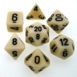 7 Die Set Chessex OPAQUE IVORY black Dice OPACO AVORIO nero Dadi Dado 25400