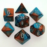 7 Die Set Chessex GEMINI COPPER TEAL Dice RAME CIANO Dadi Dado 26453