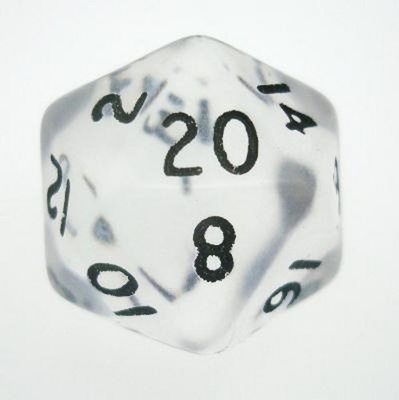 d20 Dice Chessex 16mm Translucent Clear white PT2001 Dado Trasparente Chiaro bianco